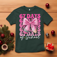 67 Days Of School Girls Coquette Bow T Shirt Funny Six Seven Meme 67th Day - Wonder Print Shop