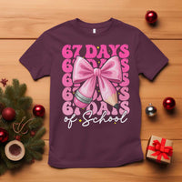 67 Days Of School Girls Coquette Bow T Shirt Funny Six Seven Meme 67th Day - Wonder Print Shop