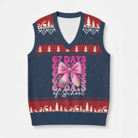 67 Days Of School Girls Coquette Bow V-Neck Knit Sweater Vest Funny Six Seven Meme 67th Day - Wonder Print Shop