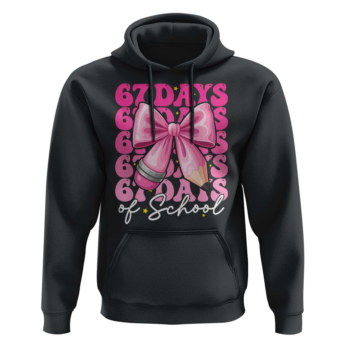 67 Days Of School Girls Coquette Bow Hoodie Funny Six Seven Meme 67th Day - Wonder Print Shop