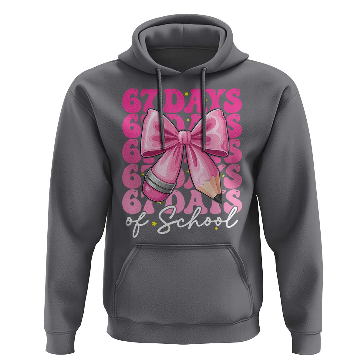 67 Days Of School Girls Coquette Bow Hoodie Funny Six Seven Meme 67th Day - Wonder Print Shop