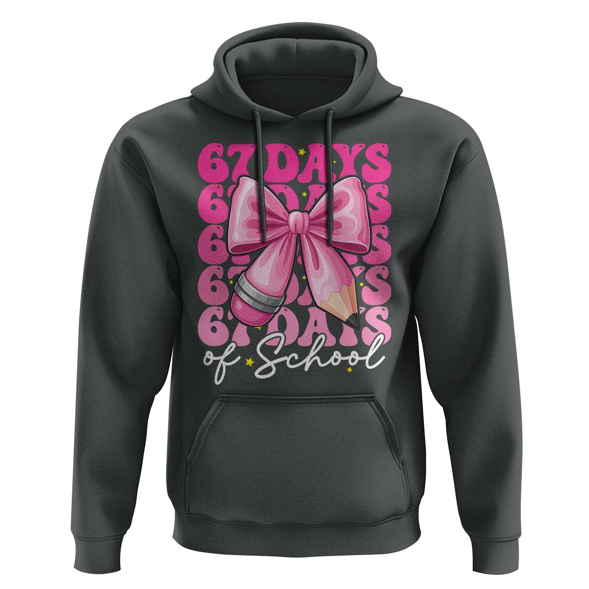 67 Days Of School Girls Coquette Bow Hoodie Funny Six Seven Meme 67th Day - Wonder Print Shop