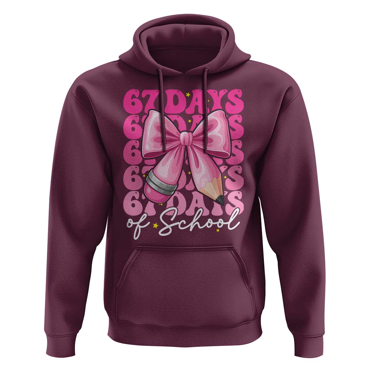 67 Days Of School Girls Coquette Bow Hoodie Funny Six Seven Meme 67th Day - Wonder Print Shop