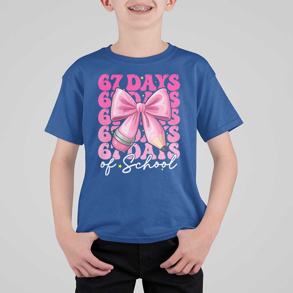 67 Days Of School Girls Coquette Bow T Shirt For Kid Funny Six Seven Meme 67th Day - Wonder Print Shop