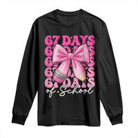 67 Days Of School Girls Coquette Bow Long Sleeve Shirt Funny Six Seven Meme 67th Day - Wonder Print Shop
