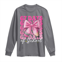 67 Days Of School Girls Coquette Bow Long Sleeve Shirt Funny Six Seven Meme 67th Day - Wonder Print Shop