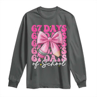 67 Days Of School Girls Coquette Bow Long Sleeve Shirt Funny Six Seven Meme 67th Day - Wonder Print Shop