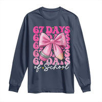 67 Days Of School Girls Coquette Bow Long Sleeve Shirt Funny Six Seven Meme 67th Day - Wonder Print Shop