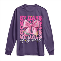67 Days Of School Girls Coquette Bow Long Sleeve Shirt Funny Six Seven Meme 67th Day - Wonder Print Shop