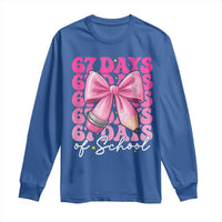 67 Days Of School Girls Coquette Bow Long Sleeve Shirt Funny Six Seven Meme 67th Day - Wonder Print Shop