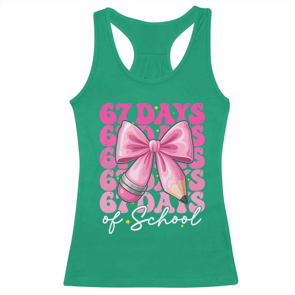 67 Days Of School Girls Coquette Bow Racerback Tank Top Funny Six Seven Meme 67th Day - Wonder Print Shop