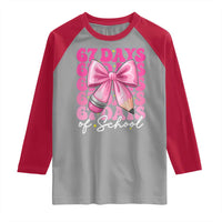 67 Days Of School Girls Coquette Bow Raglan Shirt Funny Six Seven Meme 67th Day - Wonder Print Shop