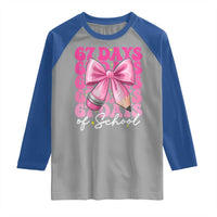 67 Days Of School Girls Coquette Bow Raglan Shirt Funny Six Seven Meme 67th Day - Wonder Print Shop