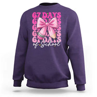 67 Days Of School Girls Coquette Bow Sweatshirt Funny Six Seven Meme 67th Day - Wonder Print Shop