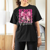 67 Days Of School Girls Coquette Bow T Shirt For Women Funny Six Seven Meme 67th Day - Wonder Print Shop