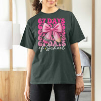 67 Days Of School Girls Coquette Bow T Shirt For Women Funny Six Seven Meme 67th Day - Wonder Print Shop
