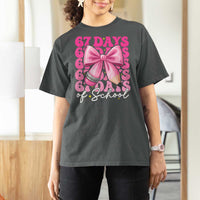 67 Days Of School Girls Coquette Bow T Shirt For Women Funny Six Seven Meme 67th Day - Wonder Print Shop