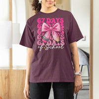 67 Days Of School Girls Coquette Bow T Shirt For Women Funny Six Seven Meme 67th Day - Wonder Print Shop