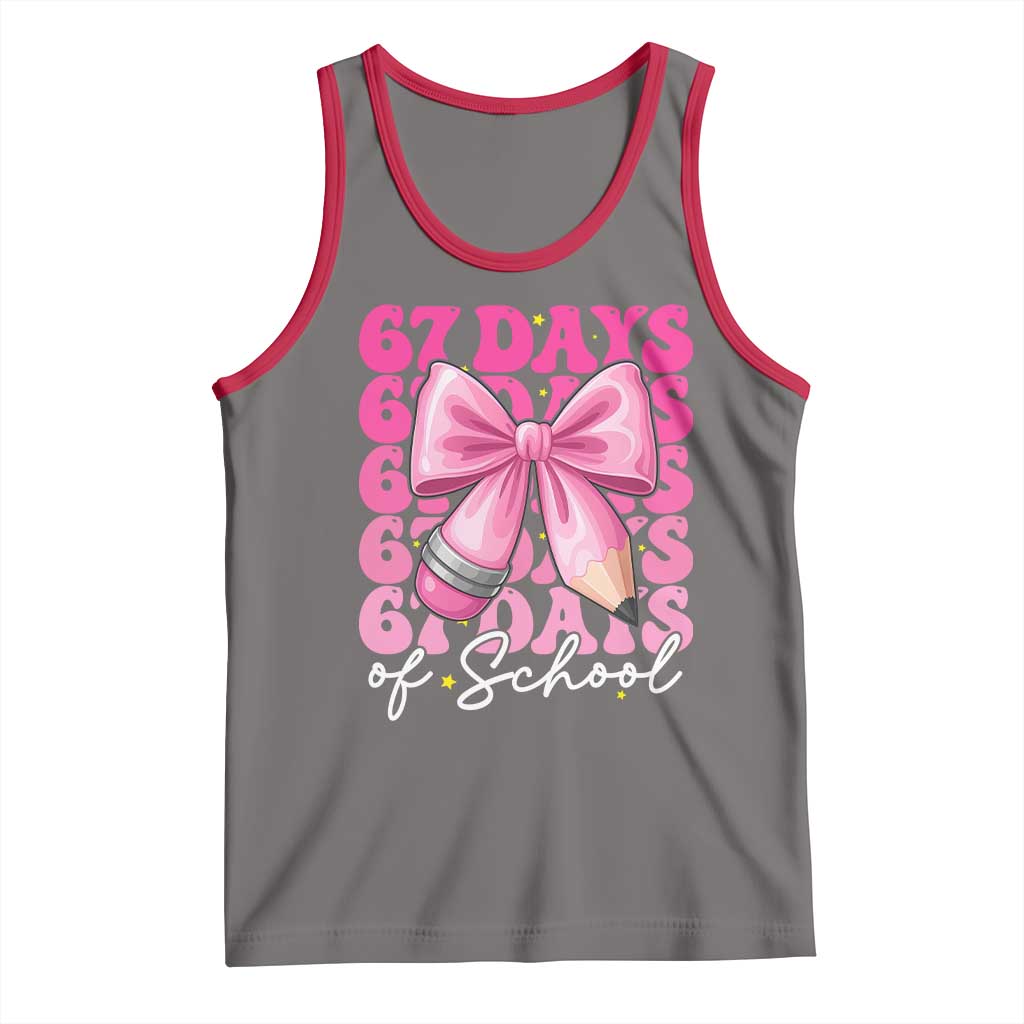 67 Days Of School Girls Coquette Bow Tank Top Funny Six Seven Meme 67th Day - Wonder Print Shop