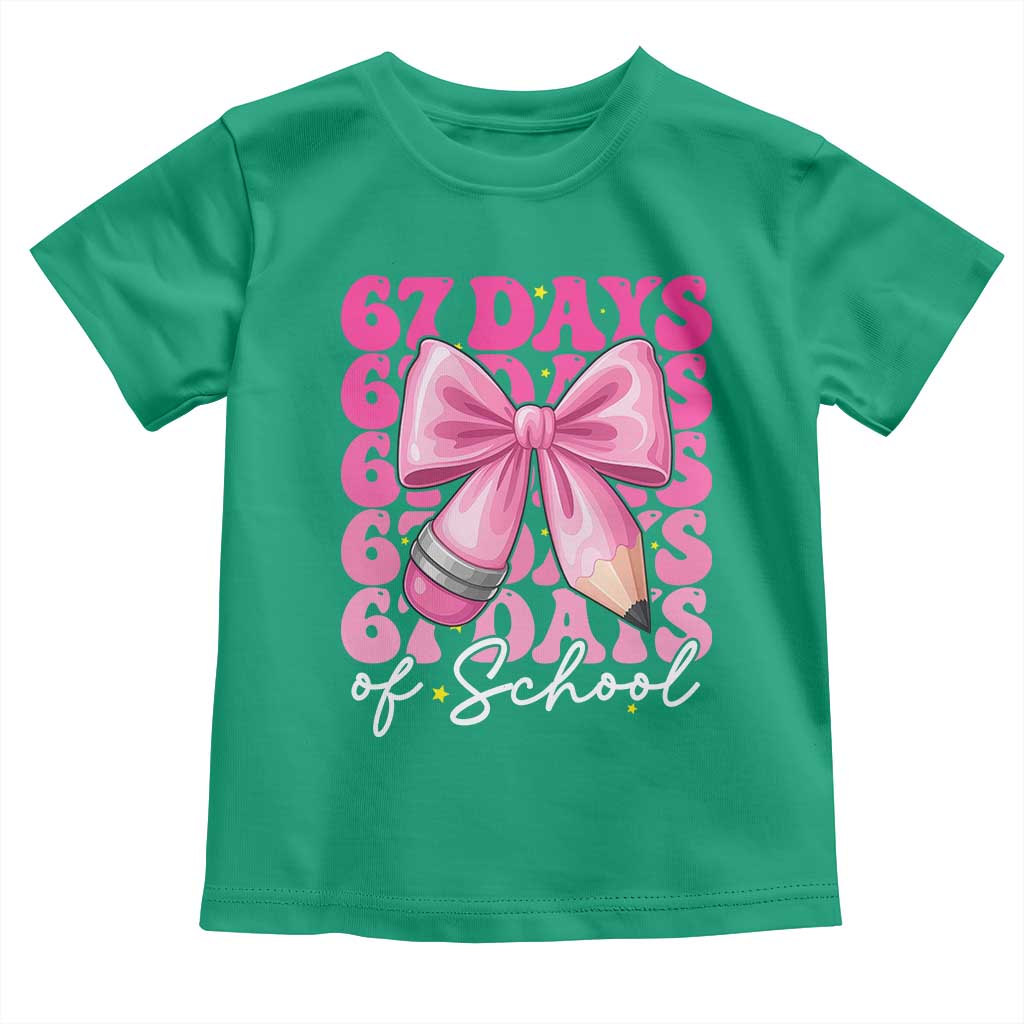 67 Days Of School Girls Coquette Bow Toddler T Shirt Funny Six Seven Meme 67th Day - Wonder Print Shop
