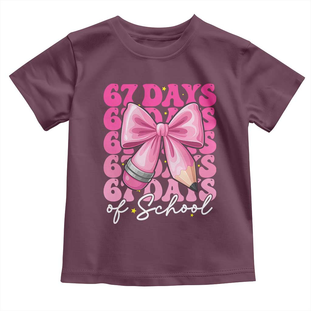 67 Days Of School Girls Coquette Bow Toddler T Shirt Funny Six Seven Meme 67th Day - Wonder Print Shop