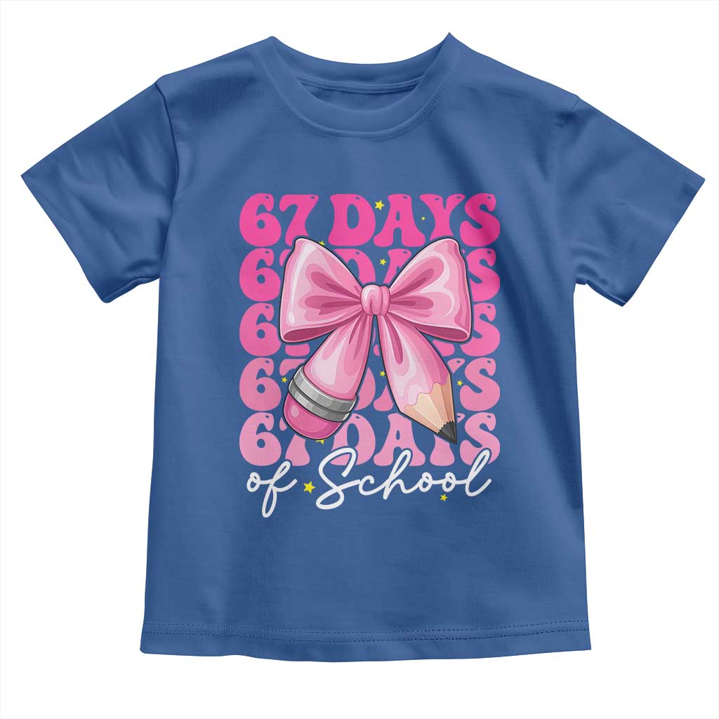67 Days Of School Girls Coquette Bow Toddler T Shirt Funny Six Seven Meme 67th Day - Wonder Print Shop