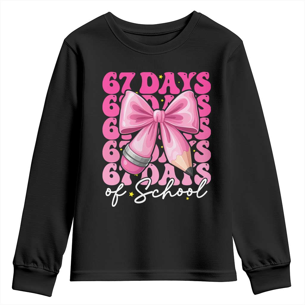 67 Days Of School Girls Coquette Bow Youth Sweatshirt Funny Six Seven Meme 67th Day - Wonder Print Shop
