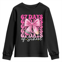 67 Days Of School Girls Coquette Bow Youth Sweatshirt Funny Six Seven Meme 67th Day - Wonder Print Shop