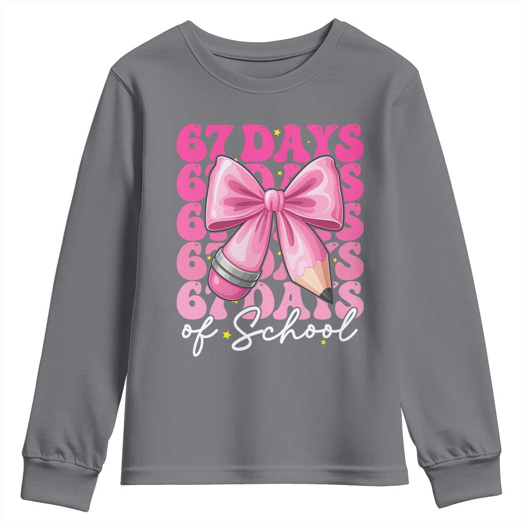 67 Days Of School Girls Coquette Bow Youth Sweatshirt Funny Six Seven Meme 67th Day - Wonder Print Shop