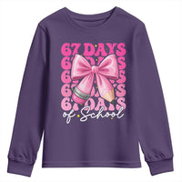 67 Days Of School Girls Coquette Bow Youth Sweatshirt Funny Six Seven Meme 67th Day - Wonder Print Shop