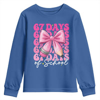 67 Days Of School Girls Coquette Bow Youth Sweatshirt Funny Six Seven Meme 67th Day - Wonder Print Shop