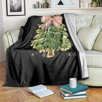 Coquette Bow Christmas Throw Blanket Cute Teacher Xmas Tree Pink - Wonder Print Shop