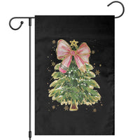 Coquette Bow Christmas Garden Flag Cute Teacher Xmas Tree Pink - Wonder Print Shop