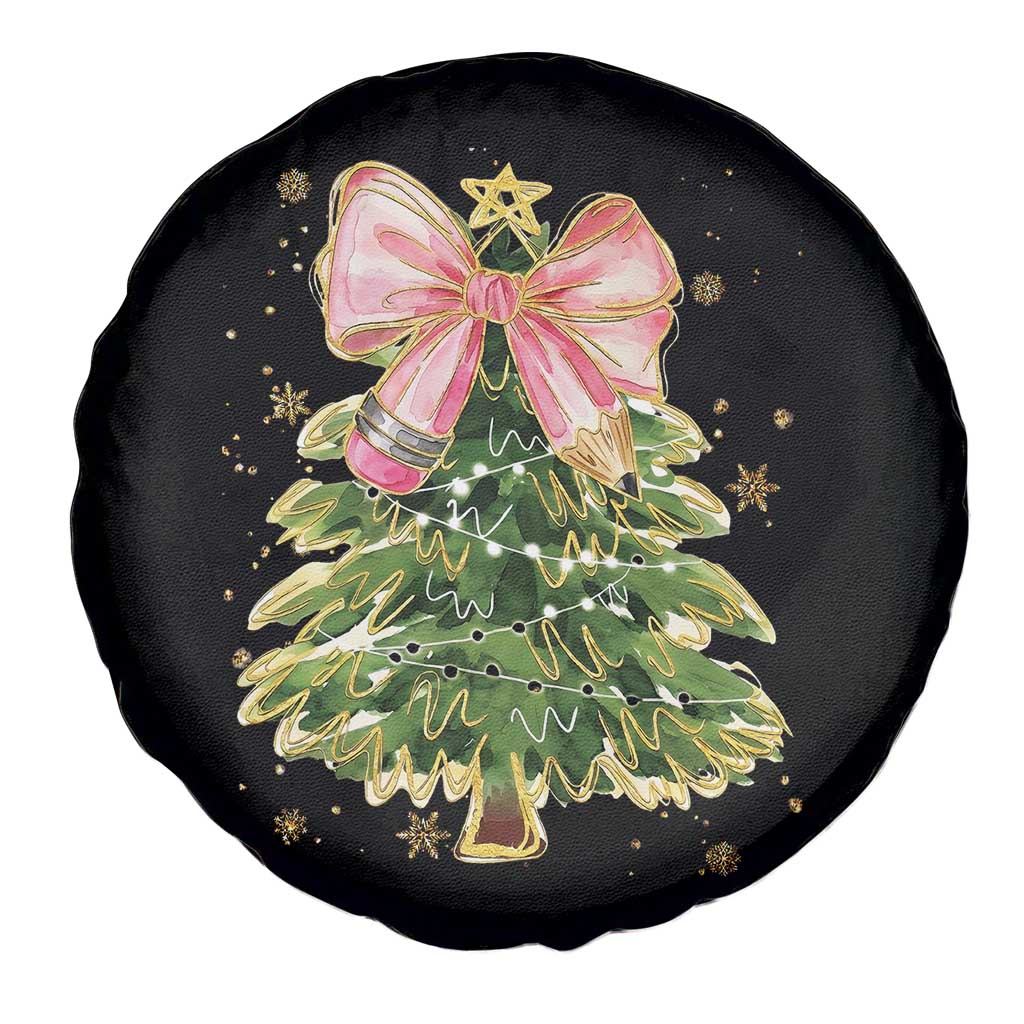 Coquette Bow Christmas Spare Tire Cover Cute Teacher Xmas Tree Pink - Wonder Print Shop