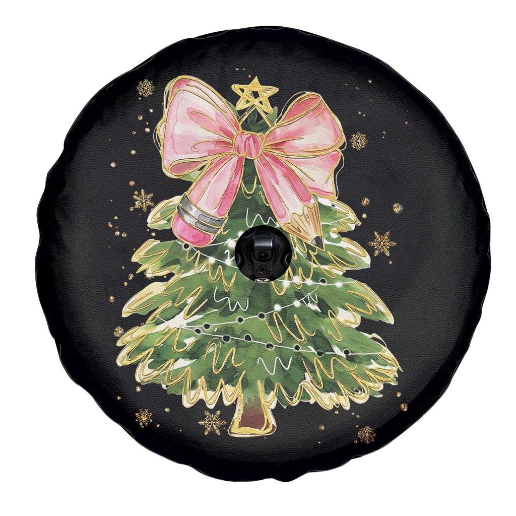 Coquette Bow Christmas Spare Tire Cover Cute Teacher Xmas Tree Pink - Wonder Print Shop