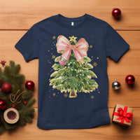 Coquette Bow Christmas T Shirt Cute Teacher Xmas Tree Pink - Wonder Print Shop