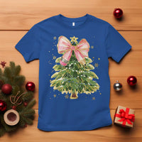 Coquette Bow Christmas T Shirt Cute Teacher Xmas Tree Pink - Wonder Print Shop