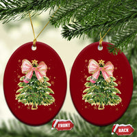 Coquette Bow Christmas Ceramic Ornament Cute Teacher Xmas Tree Pink - Wonder Print Shop