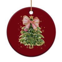 Coquette Bow Christmas Ceramic Ornament Cute Teacher Xmas Tree Pink - Wonder Print Shop