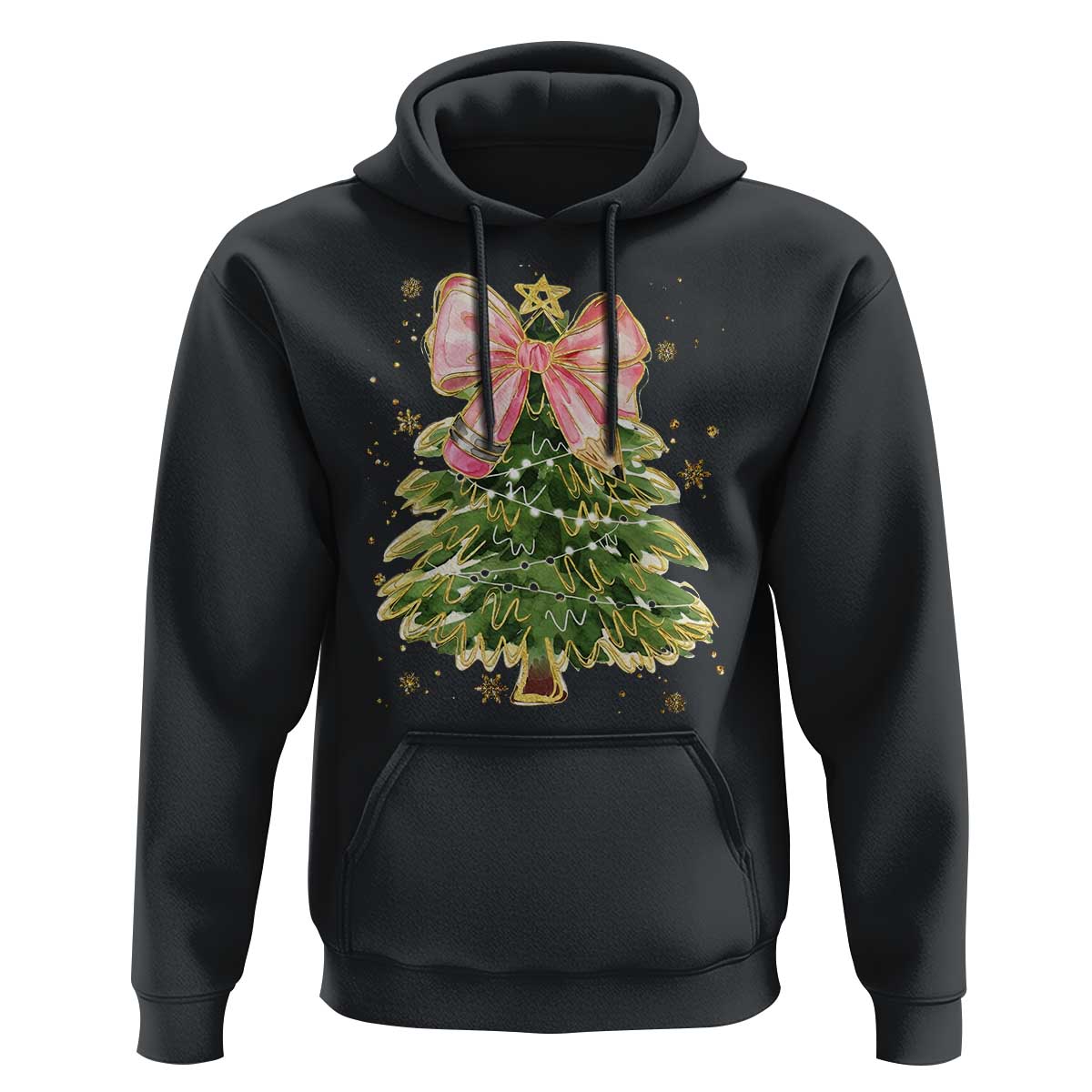 Coquette Bow Christmas Hoodie Cute Teacher Xmas Tree Pink - Wonder Print Shop
