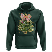 Coquette Bow Christmas Hoodie Cute Teacher Xmas Tree Pink - Wonder Print Shop