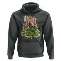 Coquette Bow Christmas Hoodie Cute Teacher Xmas Tree Pink - Wonder Print Shop