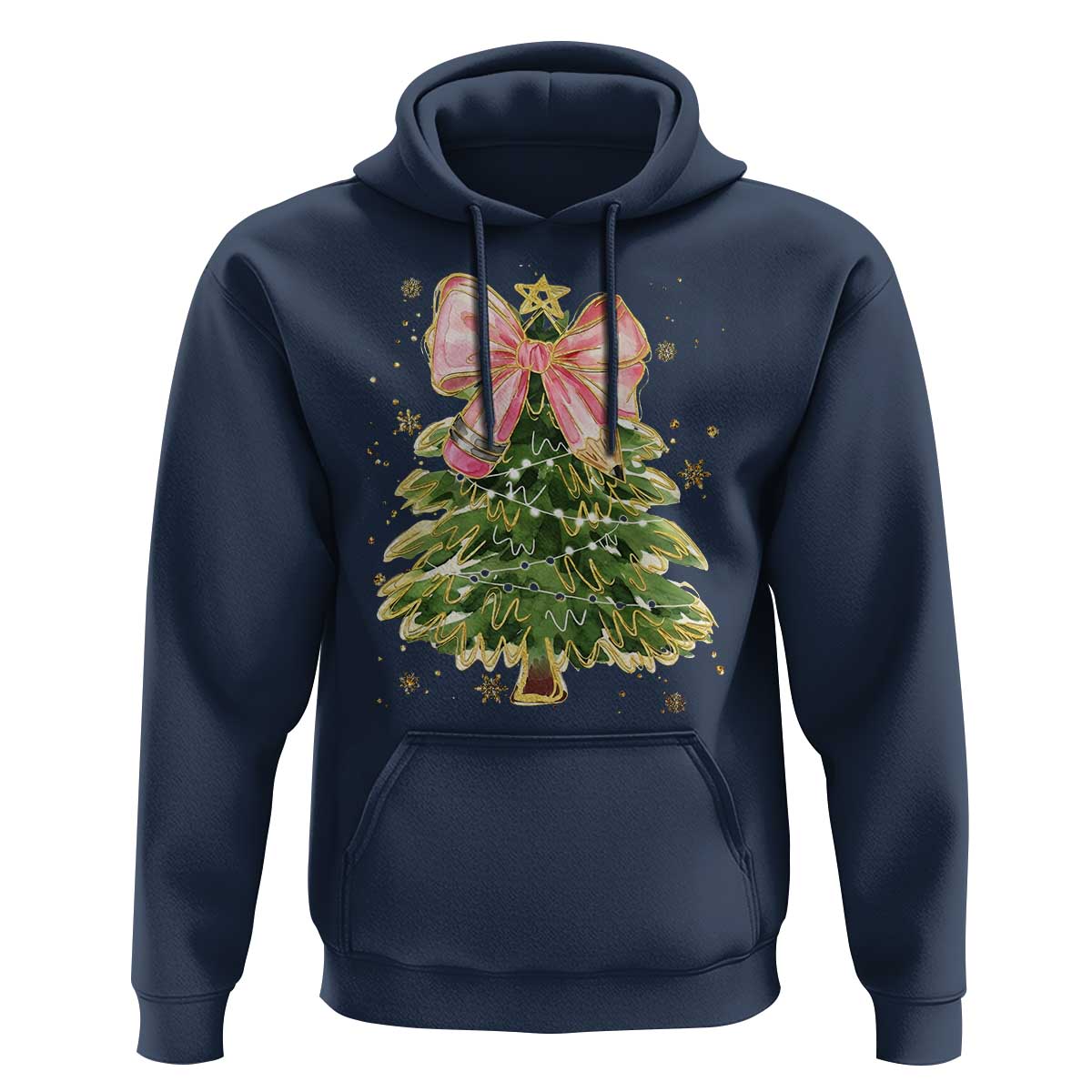 Coquette Bow Christmas Hoodie Cute Teacher Xmas Tree Pink - Wonder Print Shop