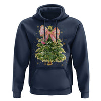 Coquette Bow Christmas Hoodie Cute Teacher Xmas Tree Pink - Wonder Print Shop