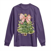 Coquette Bow Christmas Long Sleeve Shirt Cute Teacher Xmas Tree Pink - Wonder Print Shop