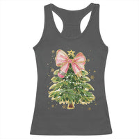 Coquette Bow Christmas Racerback Tank Top Cute Teacher Xmas Tree Pink - Wonder Print Shop