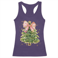 Coquette Bow Christmas Racerback Tank Top Cute Teacher Xmas Tree Pink - Wonder Print Shop