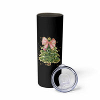 Coquette Bow Christmas Skinny Tumbler Cute Teacher Xmas Tree Pink - Wonder Print Shop
