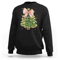 Coquette Bow Christmas Sweatshirt Cute Teacher Xmas Tree Pink - Wonder Print Shop