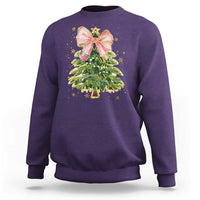 Coquette Bow Christmas Sweatshirt Cute Teacher Xmas Tree Pink - Wonder Print Shop